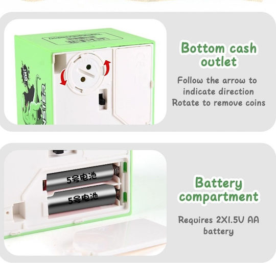 Coin Children's Money Box Plastic Green 12x10x9cm
