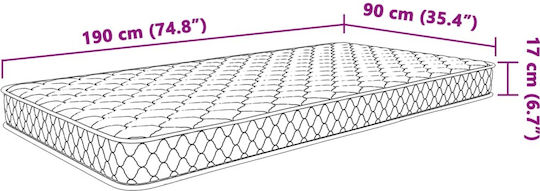 vidaXL Μονό Ανατομικό Στρώμα Memory Foam / Foam 90x190x17cm με Ανεξάρτητα Ελατήρια