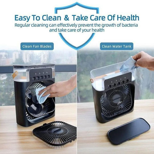 Tradesor Mini Air Cooler Fan USB with Water and Lighting 10W Black