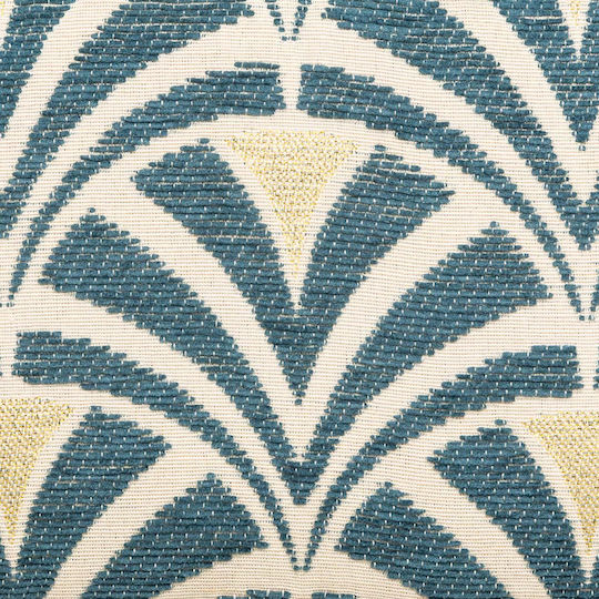Chiara Fabric Upholstered Living Room Stool Blue 38x38x41cm