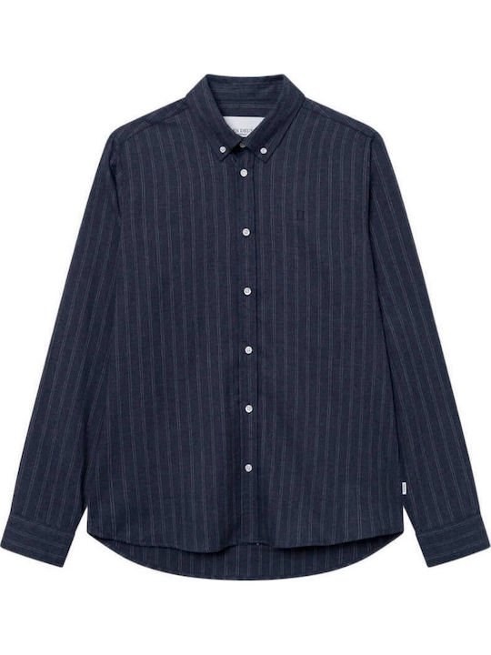 Langärmlig Baumwolle Hemd Gestreift Dark Navy/ivory