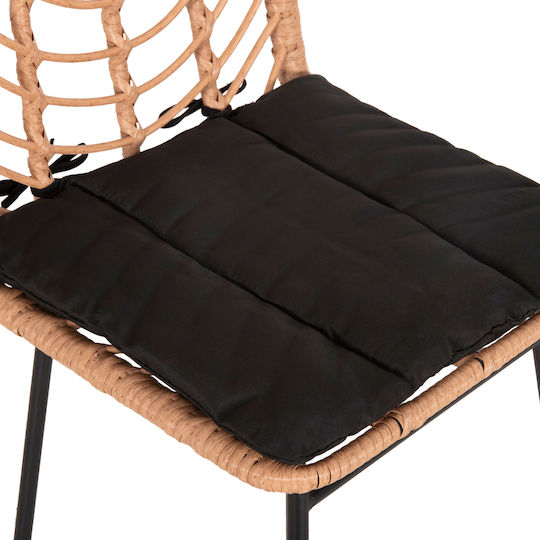 Табуретка Бар За външна употреба Ратан Gerald С възглавница Black, Beige 1бр 47x47x101см