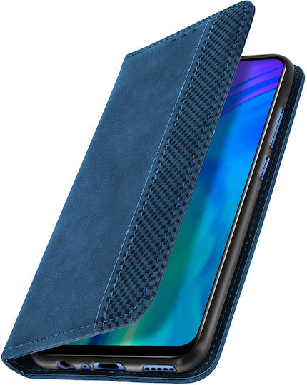 Защитен калъф Honor 20 Lite 20e с държач за карти, кожен, винтидж ефект, син