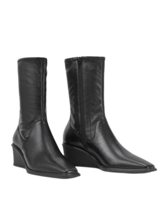 Aino Leather Women's Chelsea Ankle Boots with Medium Heel Black