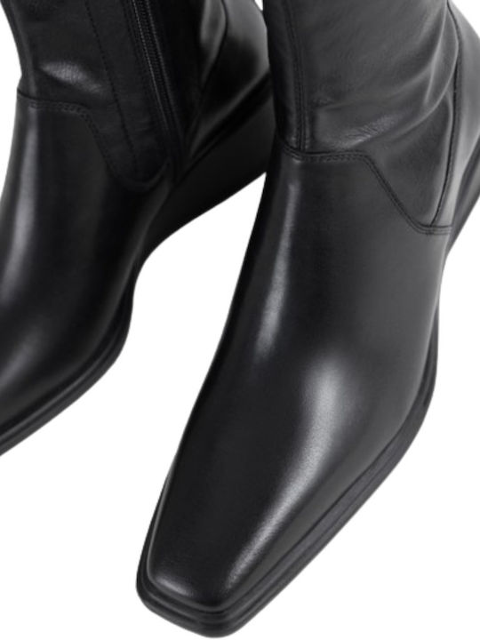 Aino Leather Women's Chelsea Ankle Boots with Medium Heel Black