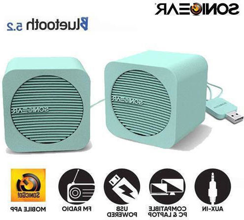 Sonic Gear BlueCube Ασύρματα Ηχεία Υπολογιστή 2.0 με Bluetooth και Ισχύ 5W σε Τιρκουάζ Χρώμα