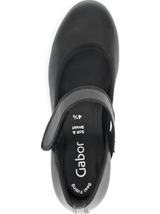 Leder Pumps mit Riemchen Schwarz