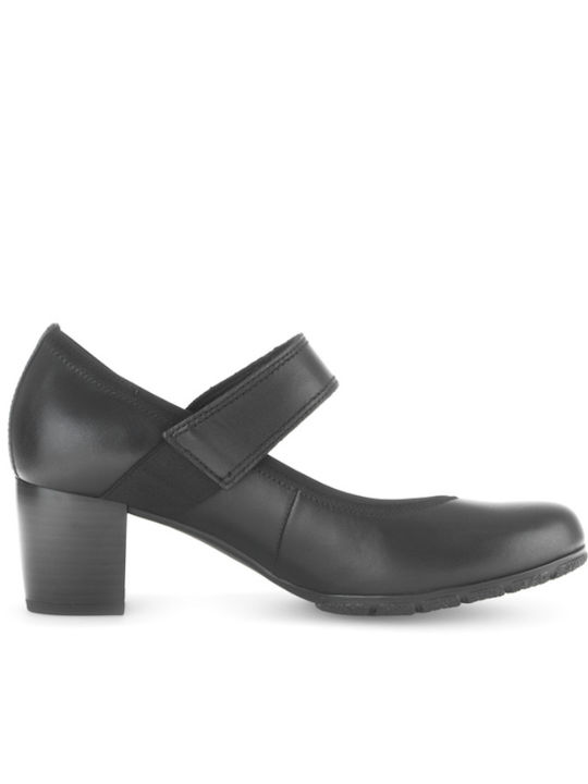 Leder Pumps mit Riemchen Schwarz