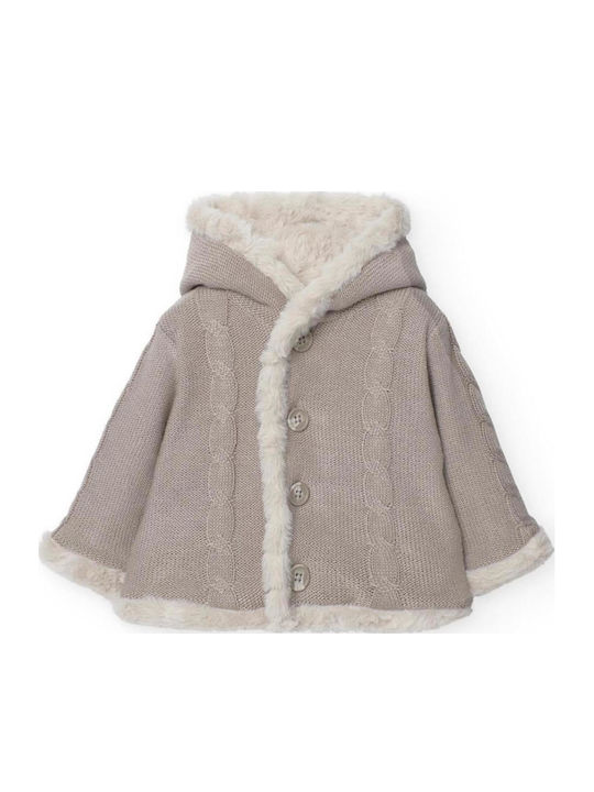 Kids Cardigan Cotton with Hood Beige