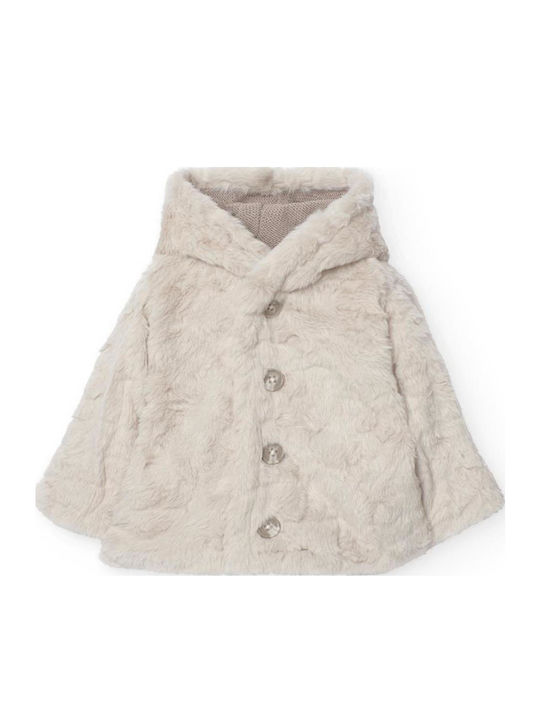 Kids Cardigan Cotton with Hood Beige