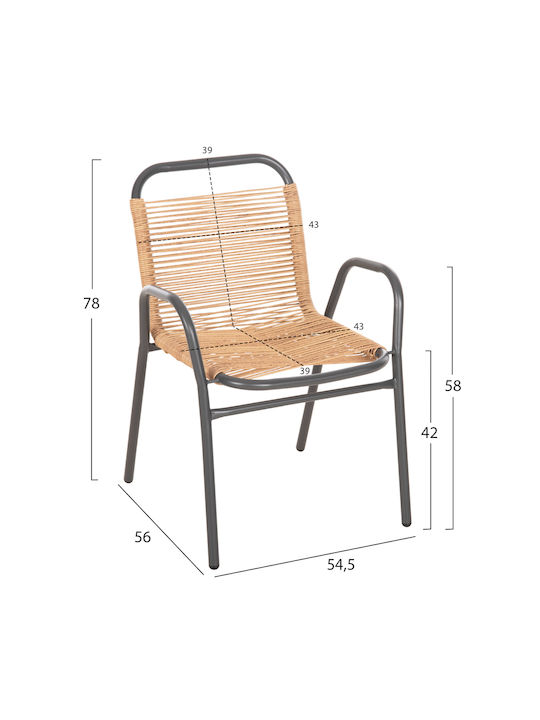 Gartenstühle Rattan Avril Grau Natur 54.5x56x78cm