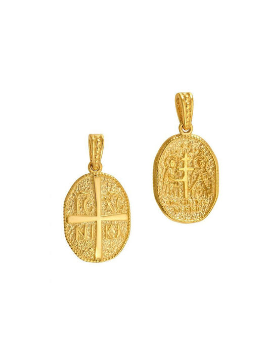 Papoulidis Jewellery Anhänger Kinder Amulett Beidseitig Konstantinato aus Gold 9K 260