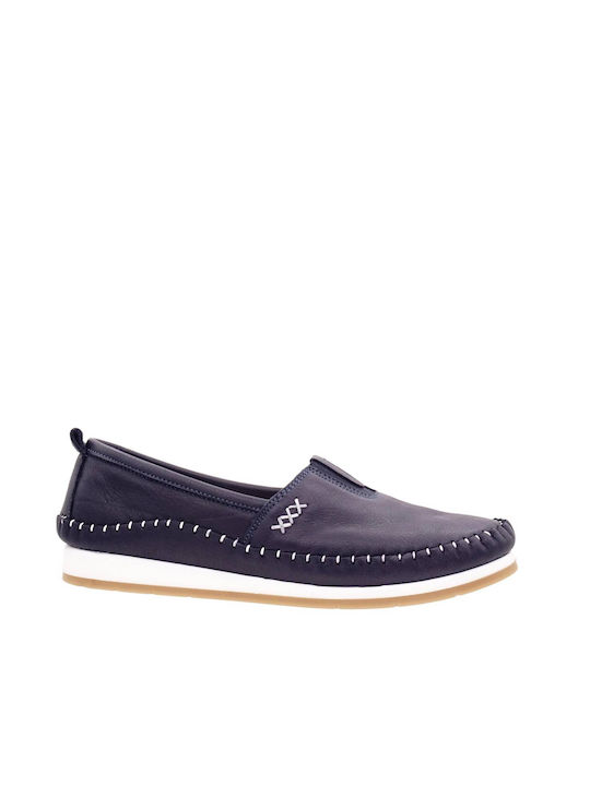 Safe Step Leather Women's Moccasins in Navy Blue Color