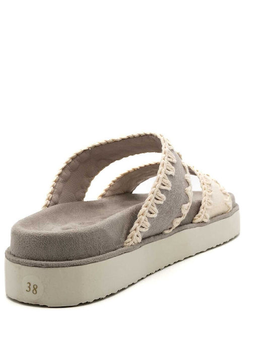 Leder Flache Sandalen für Damen in Beige Farbe Regelmäßig Passform