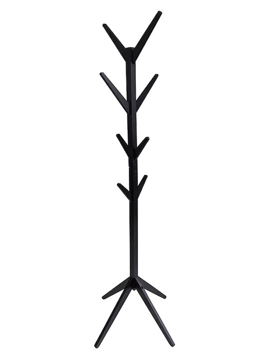 Homefit Ascot Καλόγερος Ξύλινος Μαύρος 177cm
