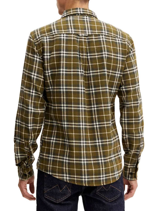 Blend Men's Shirt Long Sleeve Flannel Checked Green