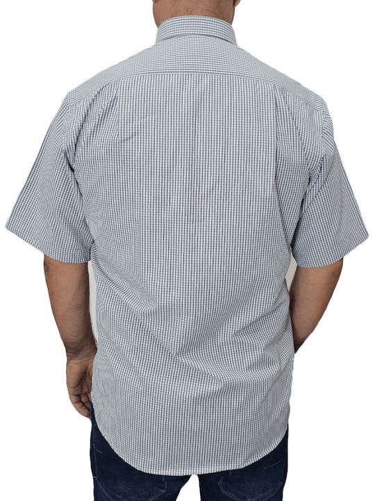 Domino Men's Shirt Short Sleeve Checked Grey