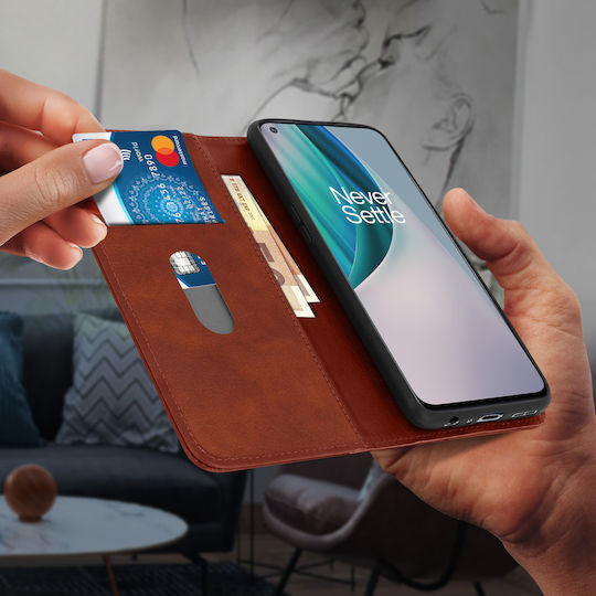 Flip Wallet Hülle Schlanke Abdeckung Oneplus Nord N10 5G Silikonhülle – Braun