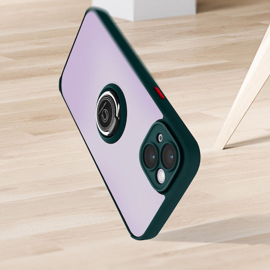 Iphone 14 Case Bi-material Metallic Ring Video Stand Green
