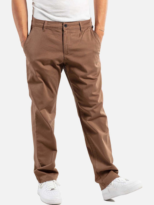 Flex Παντελόνι Chino σε Κανονική Εφαρμογή Καφέ