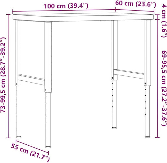 vidaXL Bench, work table, Worktable, Workbench 60x73x100cm