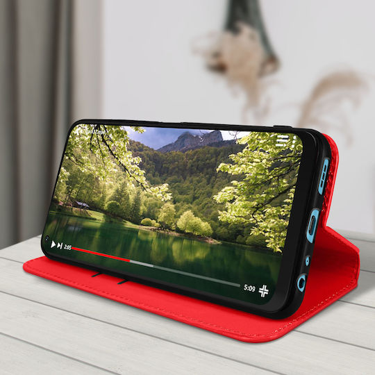 Hülle Oppo A76 Realme 9i Brieftaschenfunktion Video-Unterstützung Rot