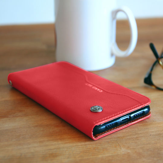 Leder Folio Hülle Huawei P20 Pro Video Ständer Echtleder Rot