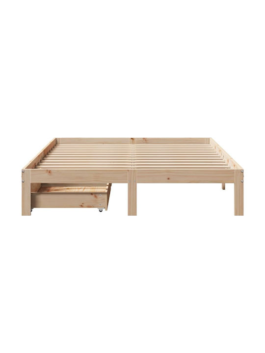 Vidaxl Bed Frame with Drawers Without Mattress 160x200cm 1 Piece Double Brown