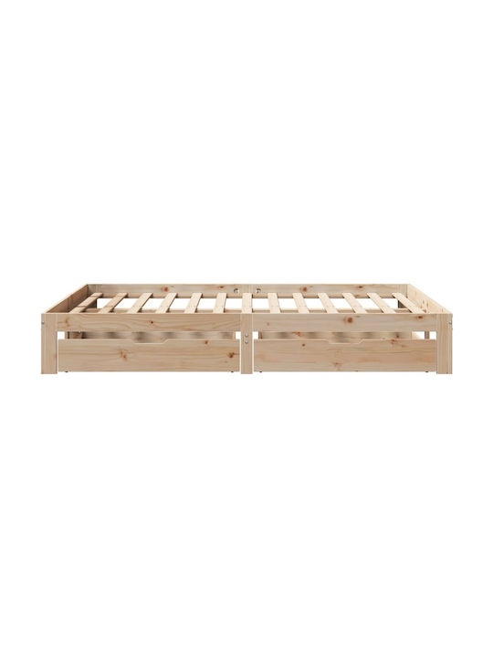 Vidaxl Bed Frame with Drawers Without Mattress 160x200cm 1 Piece Double Brown