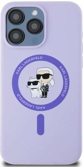 Karl Lagerfeld Karl&Choupette Umschlag Rückseite Kunststoff / Silikon Lila (iPhone 15 Pro Max)