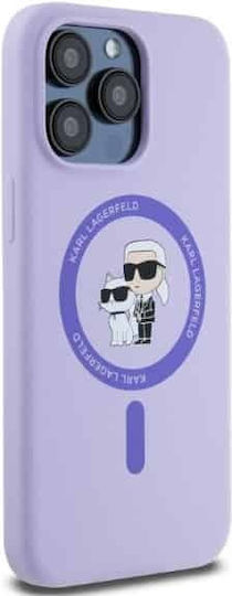 Karl Lagerfeld Karl&Choupette Umschlag Rückseite Kunststoff / Silikon Lila (iPhone 15 Pro Max)