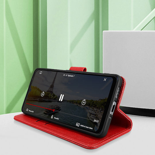 Case Oppo Find X5 Card-holder Cover Video Stand Feature Red