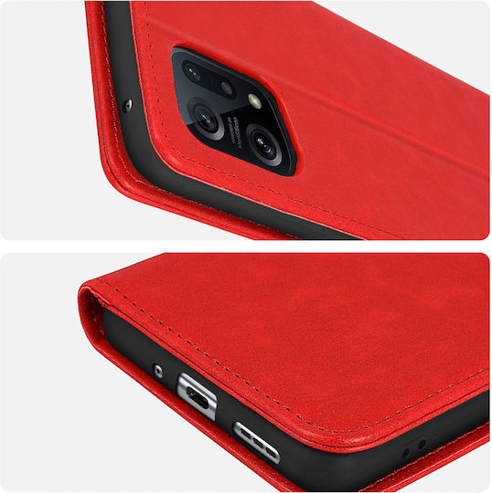 Case Oppo Find X5 Card-holder Cover Video Stand Feature Red