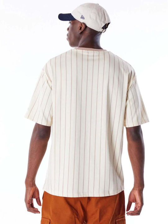 New Era Pinstripe Men's Short Sleeve T-shirt Beige