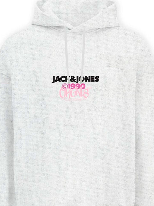 Jack & Jones Men's Sweatshirt with Hood Bright White, Άσπρο