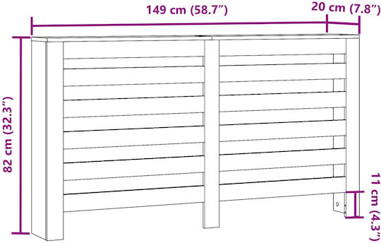 vidaXL Κάλυμμα Καλοριφέρ από Μοριοσανίδα Καφέ 149x20x82cm