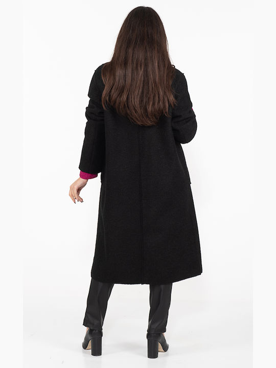 Donna Martha Women's Curly Midi Coat Black