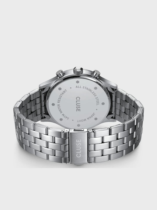 Cluse Ανδρικό Ρολόι 42mm Μπαταρίας με Ασημί Μεταλλικό Μπρασελέ