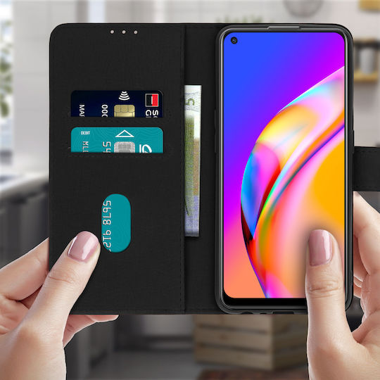 Rückseite Oppo A94 5G Vollfunktions-Wallet Schwarz
