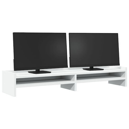 vidaXL Desktop Stand for 2 Monitors Chipboard White (854724)