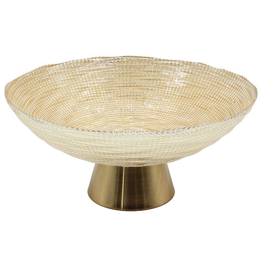 Keskor Dekorative Schüssel Glas Sockel Gold 33.5x33.5x16cm 1Stück
