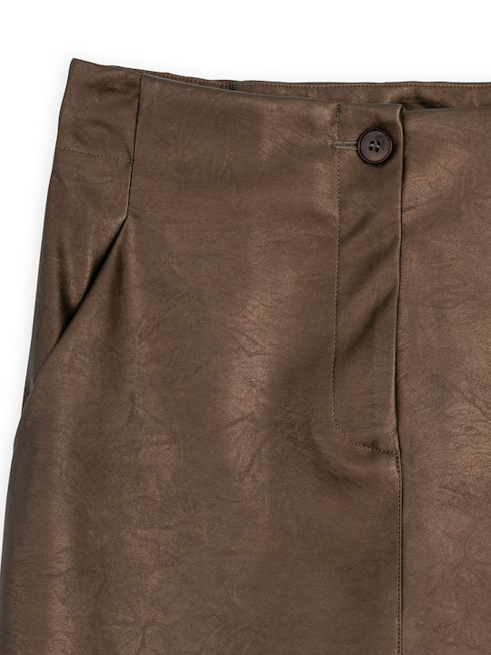 Philosophy Wear Leather Mini Skirt Bronze