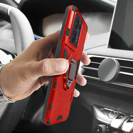 Oppo Reno 8 5g Hybrid Shockproof Case Metallic Ring Stand Red