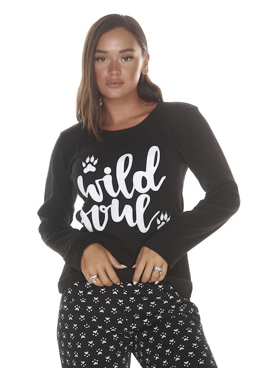 Women's Pyjamas Logo Wild Soul Pants Paws Black