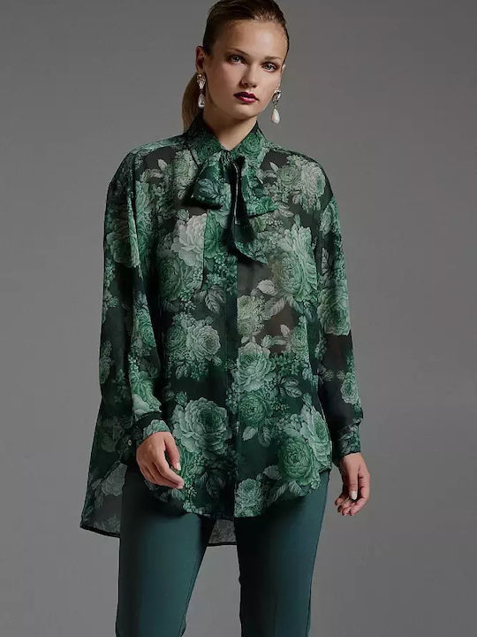 BSB Women's Floral Long Sleeve Shirt green