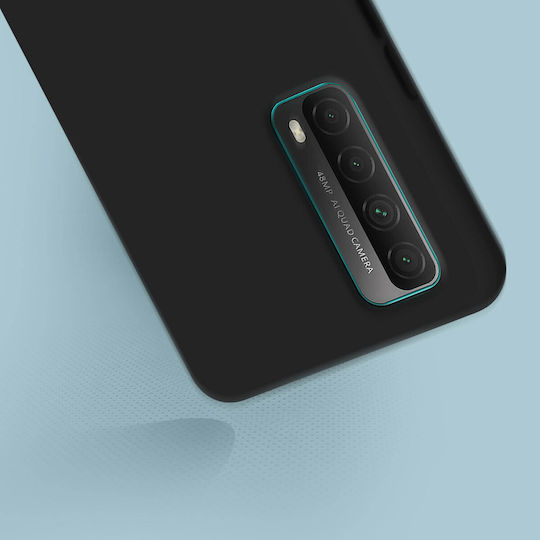 Back Cover Huawei P Smart 2021 Semi-rigid Soft Touch Compatible Qi Black