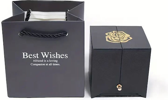 Box with Rose in Jewelry Case Valentine's Day Souvenir for Lovers Black