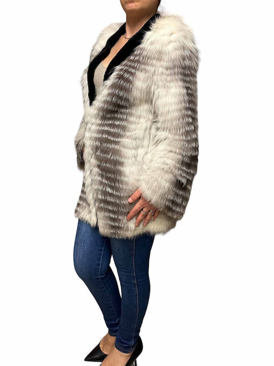 Frauen Pelz White-Grey