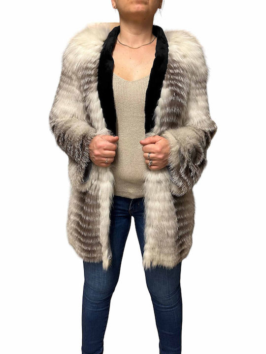 Frauen Pelz White-Grey