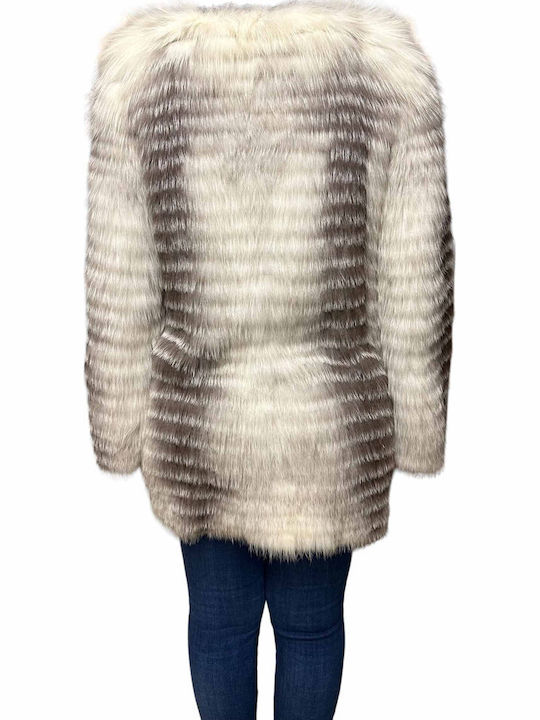 Frauen Pelz White-Grey